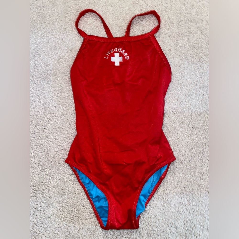 Red Lifeguard One Piece Swimsuit